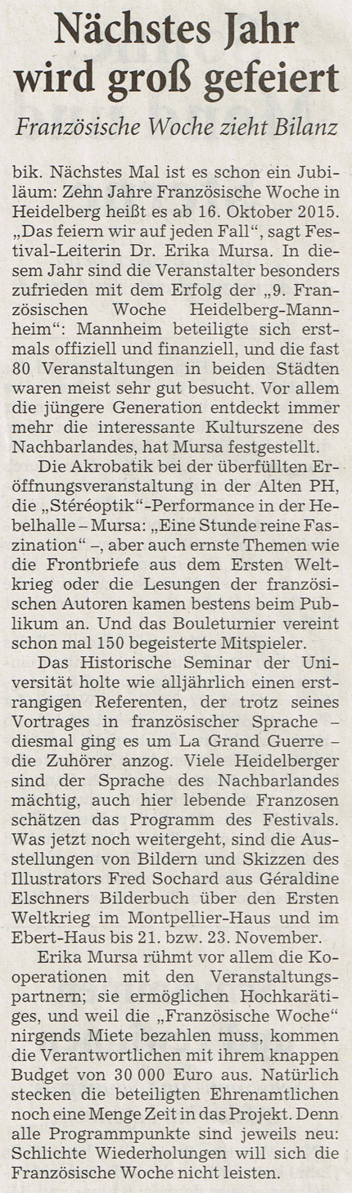 Nächstes Jahr wird groß gefeiert